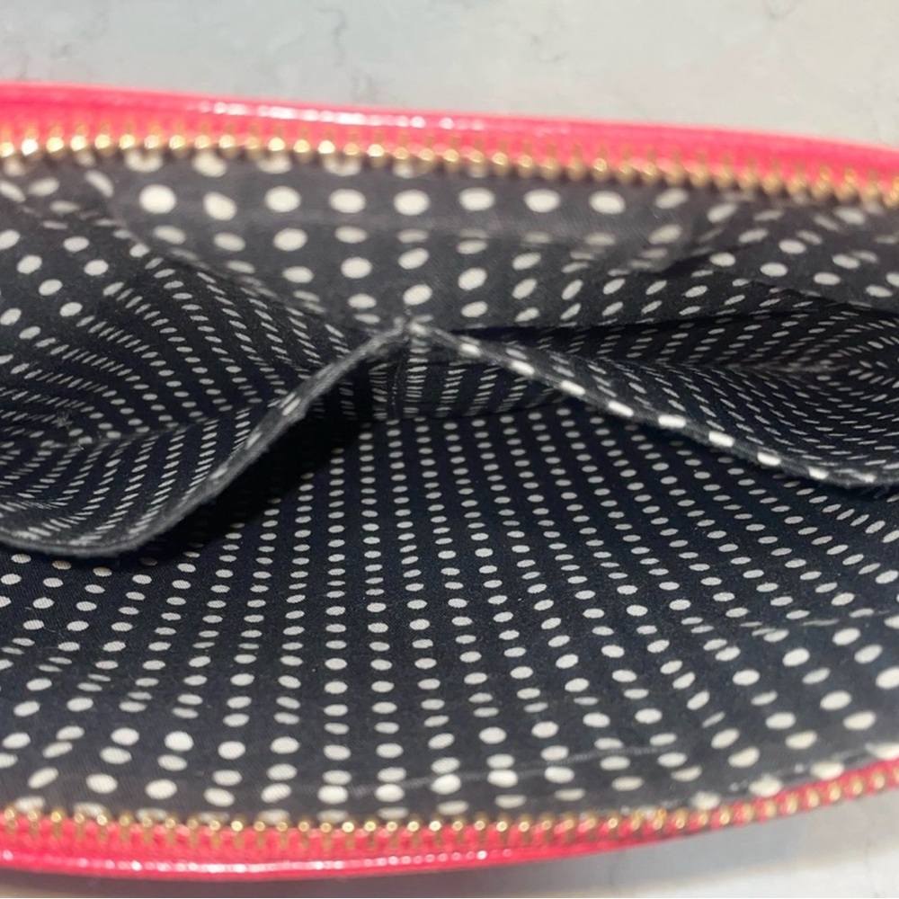 kate spade Red Patent Wristlet Clutch with Gold Logo Plaque - Picture 5 of 9